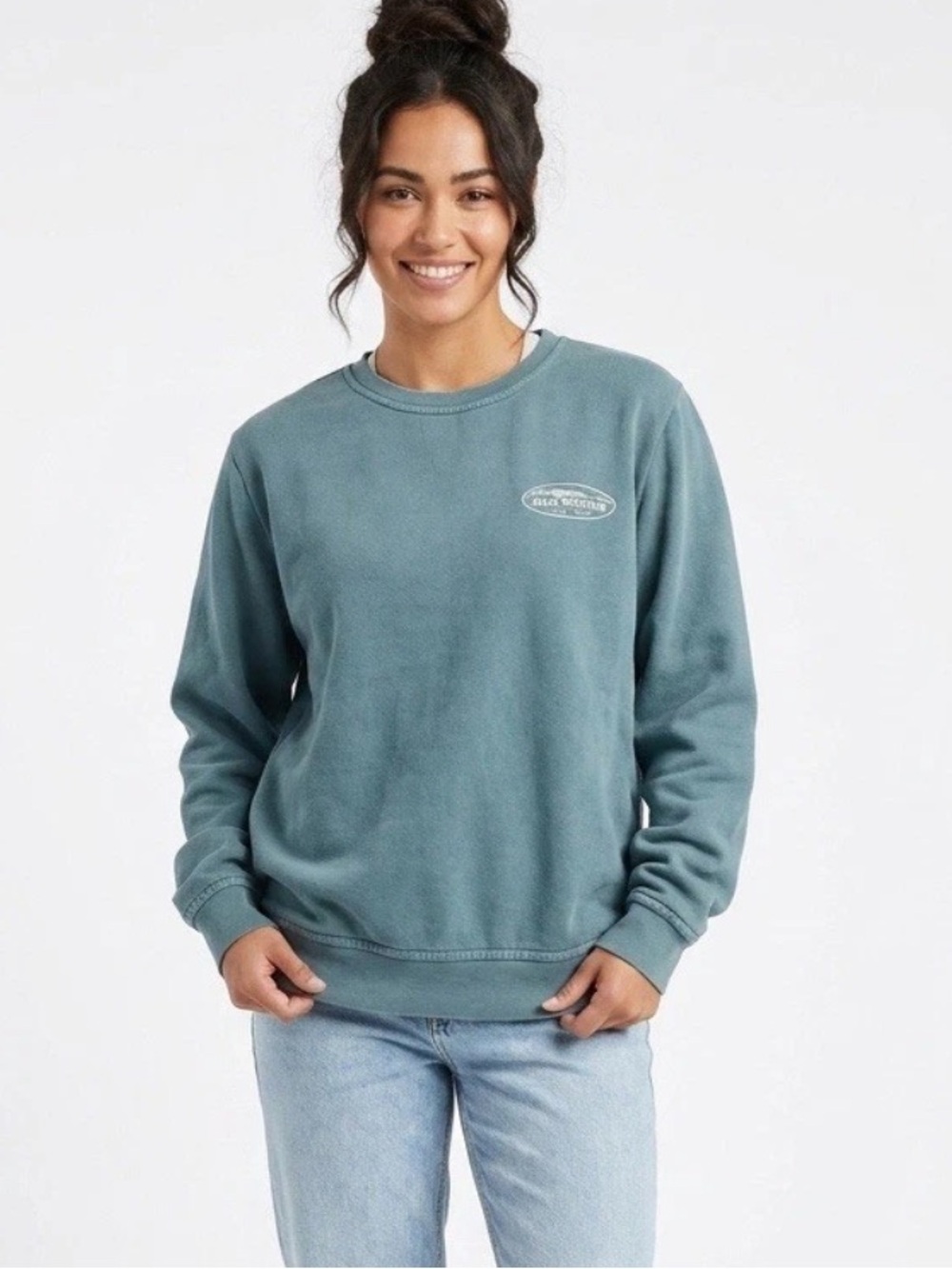 Table Mountain Cape Town Sweatshirt Small Teal Graphic Crewneck Pullover